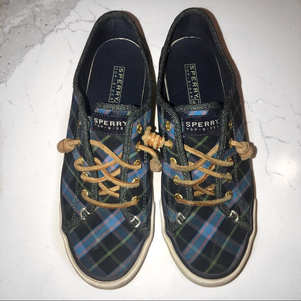 Sperry Plaid Topsider Seacoast Navy Sneaker-7M